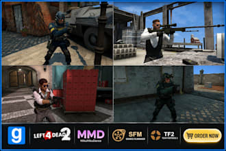port and edit your playermodel, cars, guns to gmod l4d2 mmd sfm tf2 garrys mod