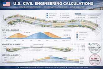 do US chainage calculations earthwork volume slope design permits