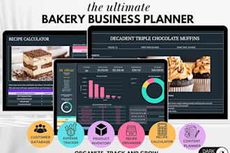 do bakery business planner spreadsheet, recipe cost bakery order form for bakers