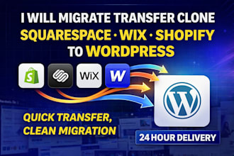 migrate transfer clone squarespace wix shopify webflow to wordpress