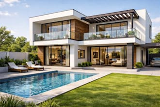 remodel house exterior, open plan living, kids bedroom, landscape,terrace garden