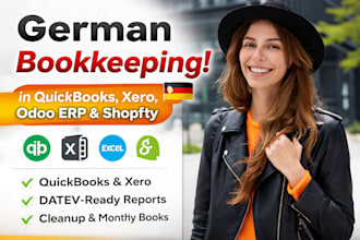 do german bookkeeping in quickbooks xero, excel, odoo erp and shopify accounting