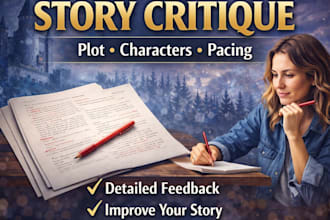 critique your story plot, characters and pacing with detailed feedback