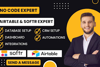 setup airtable database, CRM, dashboard, softr client portal and automation
