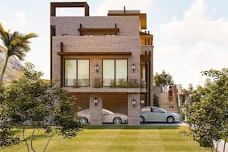 refurbished modern exterior villa, condo apartment, mountain house,cgi rendering