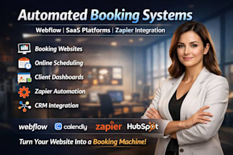 build webflow booking website, saas platform, online scheduling system, zapier