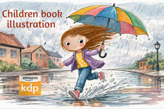 illustrate beautiful watercolor picture book artwork for kids