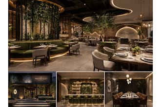 design modern 3d restaurant renderings and concepts