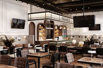design modern 3d restaurant renderings and concept designs