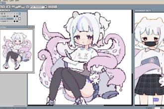 design a pixel art pngtuber and emotes for twitch and youtube