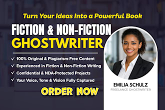 ghostwrite fiction or nonfiction book, novel or memoir, ebook ghostwriter