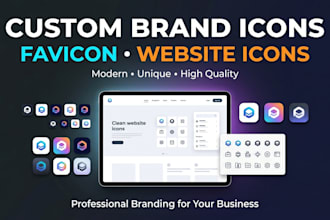 design custom brand icon, UI icons, favicon, website, app and logo icon design