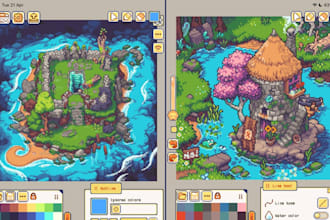 create pixel art tileset and game background for indie game