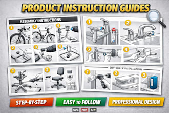 draw step by step instruction manual illustrations for your product