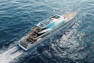 design 3d yacht model, catarman 3d boat rendering, exterior design