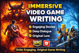 write creative video games storylines dialogue debates dialogue character lore