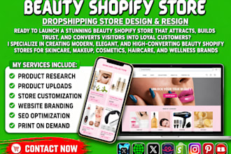 skincare cosmetics store beauty website skincare, spa, lipstick shopify store