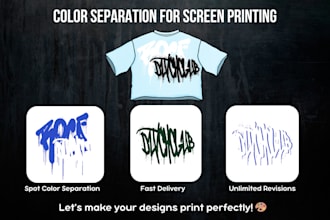do spot, cmyk color separation and vectorize artwork for screen printing