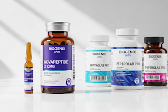 peptide product label design vial label design peptide vial 3d mockup comestic