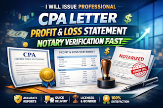 issue professional cpa letter profit and loss statement notary verification fast