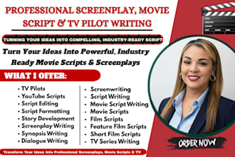 write professional screenplay and movie script for film and tv