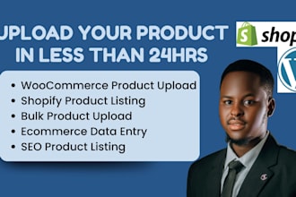 woocommerce product upload, shopify product listing, ecommerce data entry