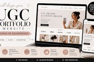 design canva website ugc portfolio, ugc portfolio, squarespace website redesign