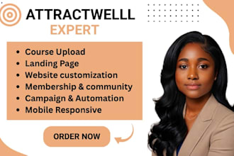 setup attractwell VA, getoiling online course email automation workflow CRM