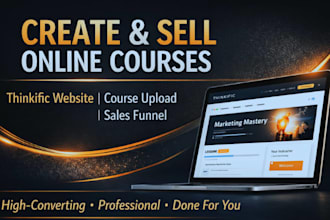 create thinkific website, elearning website, course outline, course upload