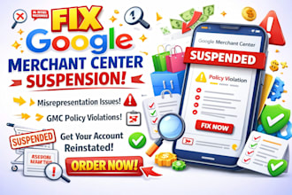 fix google merchant center suspension and merchant center misrepresentation