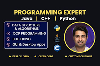 do java cpp and python projects, bug fixing and oop tasks