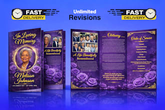 obituary program, funeral program, memorial flyer, booklet design