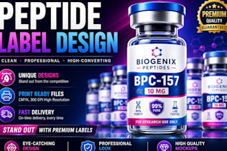 peptide label design supplement label 3d mockup design peptide vial label design