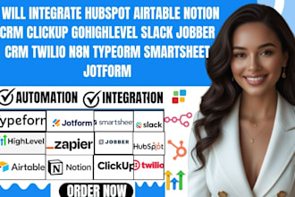 integrate hubspot airtable notion crm clickup ghl slack jobber crm twiio zapier