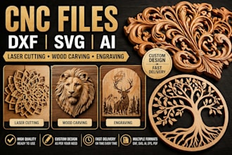 design cnc files, dxf, svg for laser cutting, wood carving and engraving