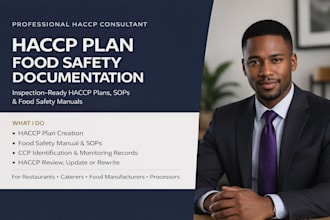 create haccp plan food safety manual sop and ccp documentation for food industry