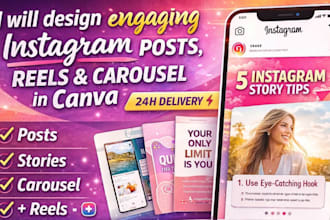 design unique instagram stories reel carousel post design in 24 hours