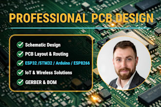 design hardware prototypes, schematics, pcb using esp32, stm32, arduino, esp8266