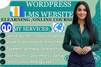 build a wordpress lms elearning website with learndash or tutorlms