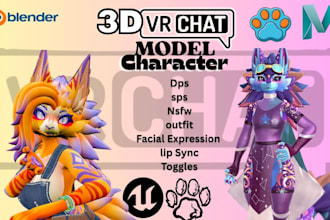 create custom vrchat furry model vrc avatar furry avatar vr character fursona