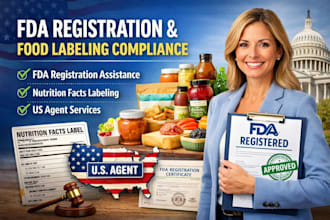 provide fda registration, food labeling compliance, US agent services for you