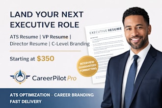 optimize or write executive ats resume, CV, cover letter for senior level jobs
