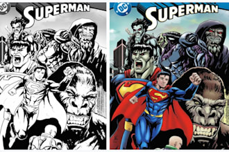 create professional comic book illustration and dynamic graphic novel art