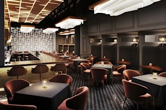 design realistic 3d restaurant and cafe interiors in 3ds max