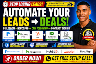 integrate buildzoom, houzz pro CRM follow up, contract signing automation zapier