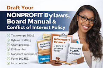 draft nonprofit bylaws, board manual, and conflict of interest policy