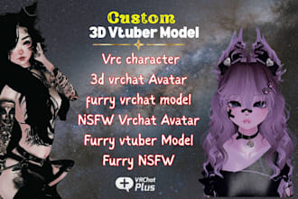 create 3d vtuber model, furry avatar, vrchat nsfw character with facial tracking