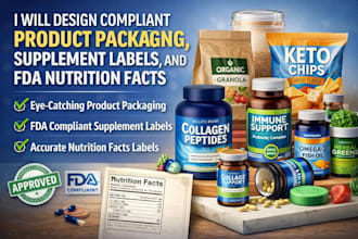 design compliant product packaging, supplement labels, and fda nutrition facts