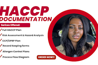 write haccp plan,food safety plan, allergen plan, risk assessment for inspection