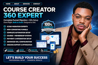 setup course creator 360 landing page automation cc360 funnel ghl website expert